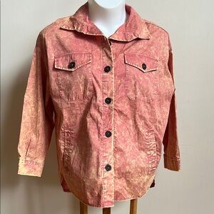 Zenana Outfitters distressed tie dye Button-Up Jacket